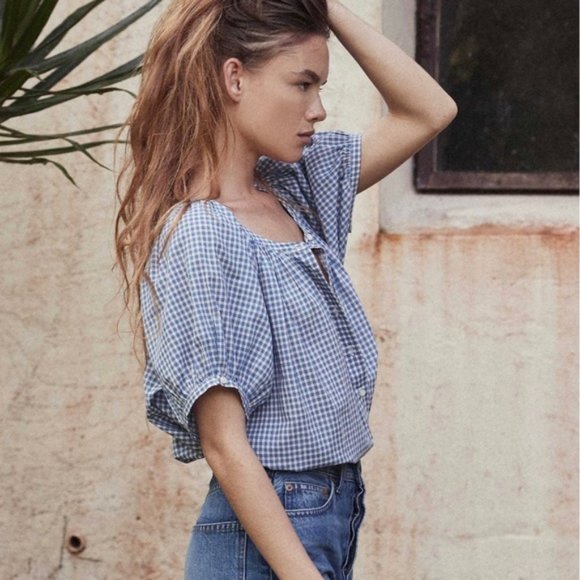 Doen Tops - Dôen June top in Sky Somerset Plaid